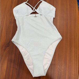 Victoria's Secret Light Blue & White Gingham One-Piece Swimsuit